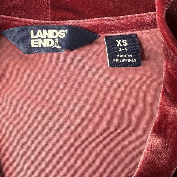Lands End Womens Burgundy/Rose Velvet Long Sleeve | Size XS | Cottage Elegant - Picture 4 of 7